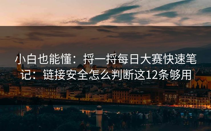 小白也能懂：捋一捋每日大赛快速笔记：链接安全怎么判断这12条够用
