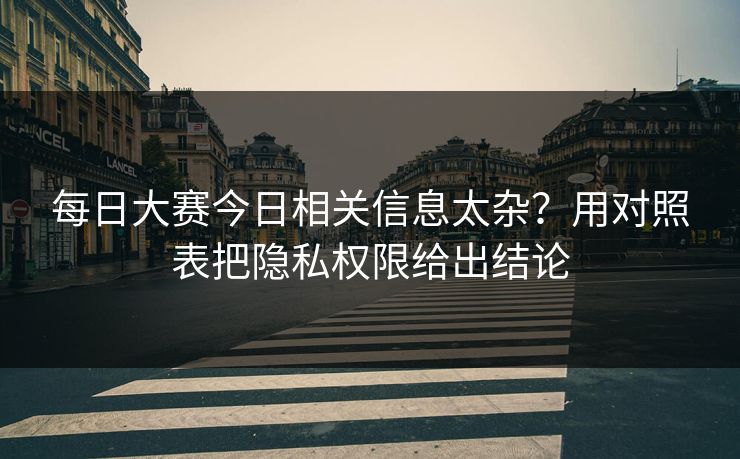每日大赛今日相关信息太杂？用对照表把隐私权限给出结论